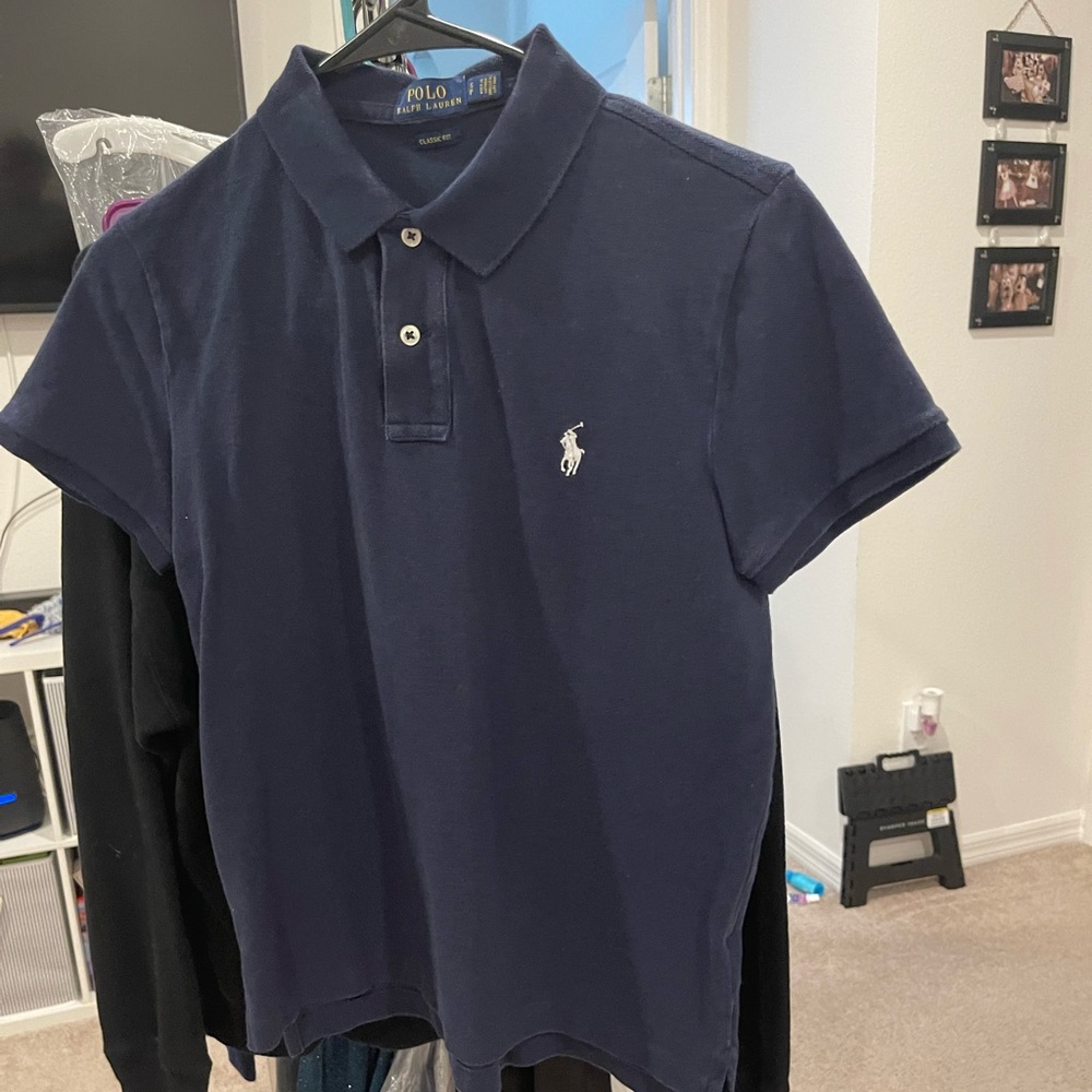 Navy blue polo shirt